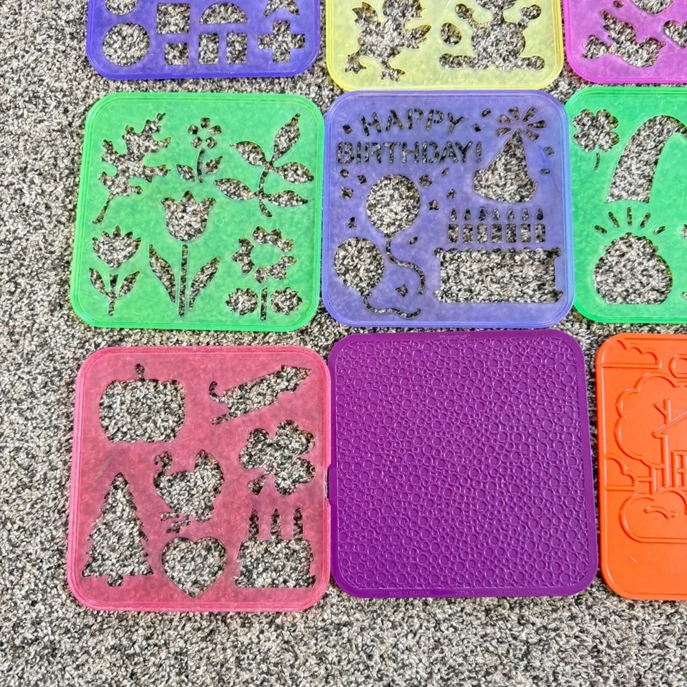 Vintage Tupperware Stencils Rub On Transfers Lot of 12 Kids Craft Art MultiColor